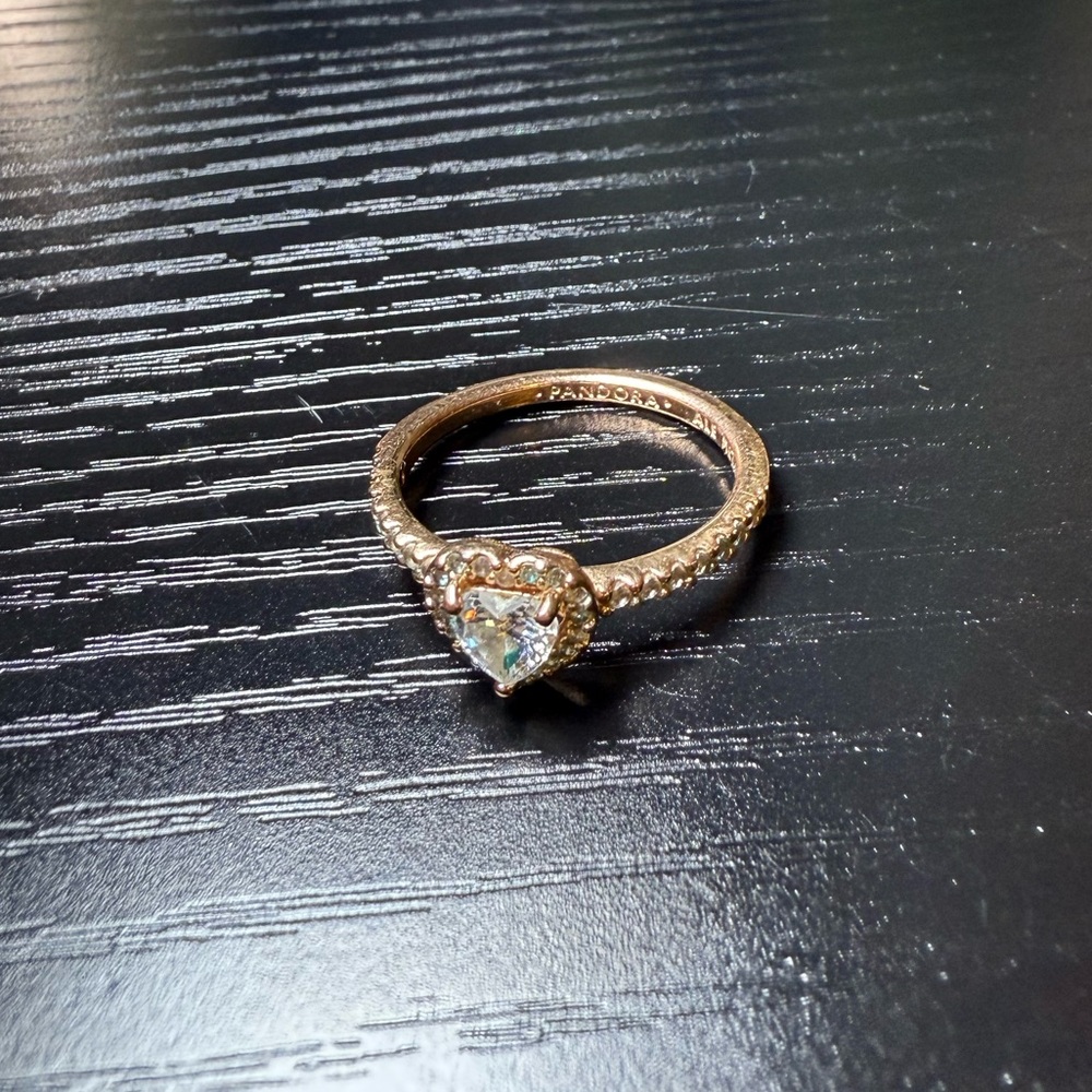 Pandora Rose Gold Heart Ring with Clear Stone - Picture 3 of 8